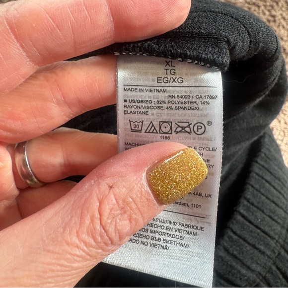 GAP Body Ribbed Wide Leg Pull On Pants Size XL 30 Inseam Mid Rise Pockets Black - Picture 6 of 11